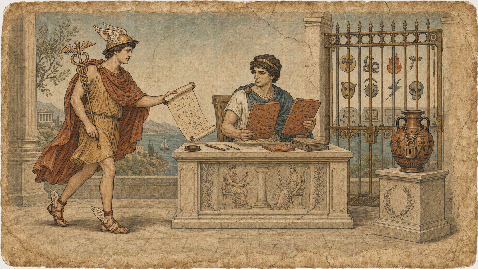 Hermes Agent boundaries and review as a Greek fresco