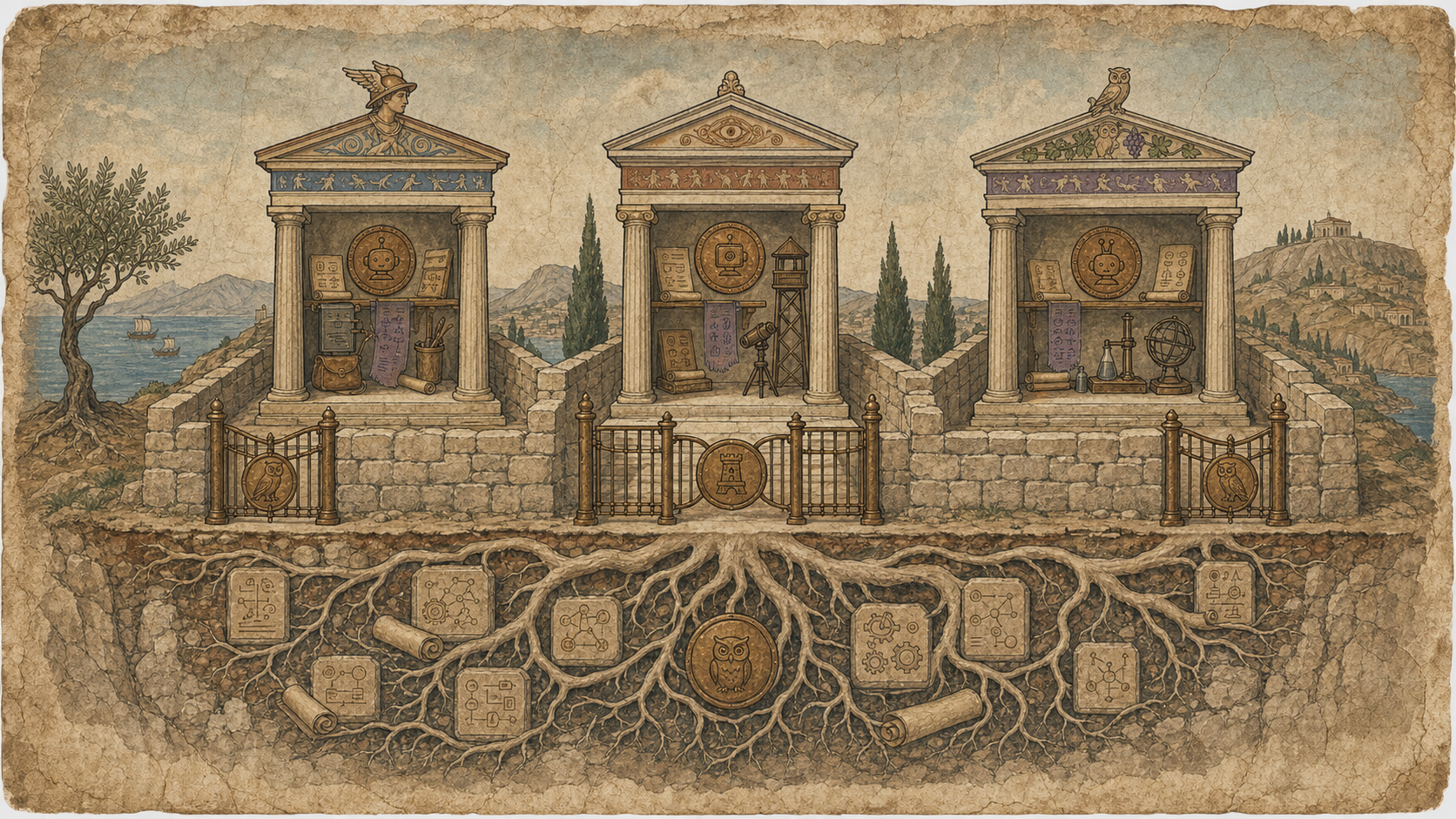 Hermes Agent isolated profiles as Greek temples